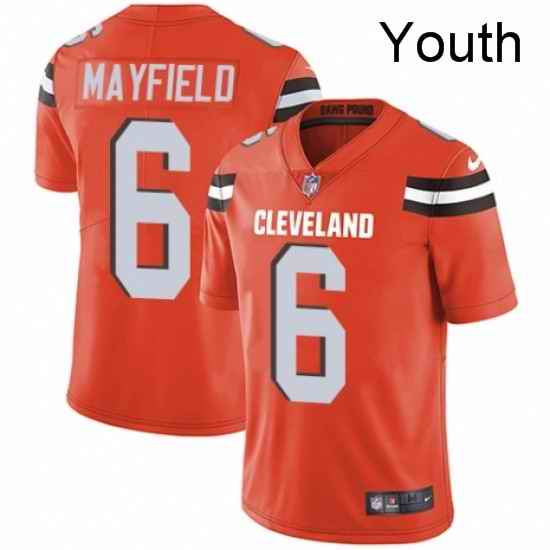 Youth Nike Cleveland Browns 6 Baker Mayfield Orange Alternate Vapor Untouchable Limited Player NFL Jersey